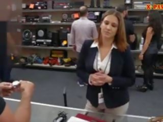 Busty Business girl Fucked At The Pawnshop To Earn Money